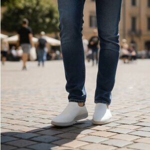 LUSSO CLOUD Jet Matte White Men’s Slip-On Waffle Canvas Shoes Size 13